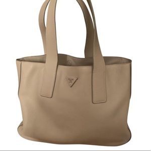 Prada Vitelli Daino Taupe Leather Tote